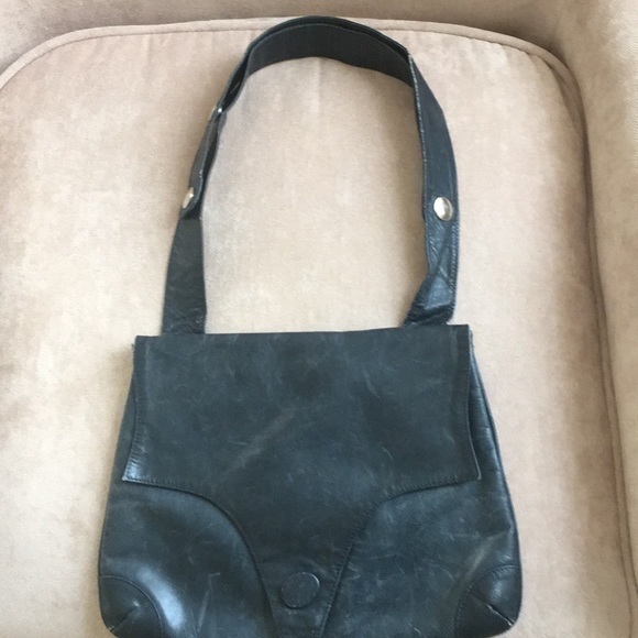 Navy blue leather bag - Picture 5 of 9